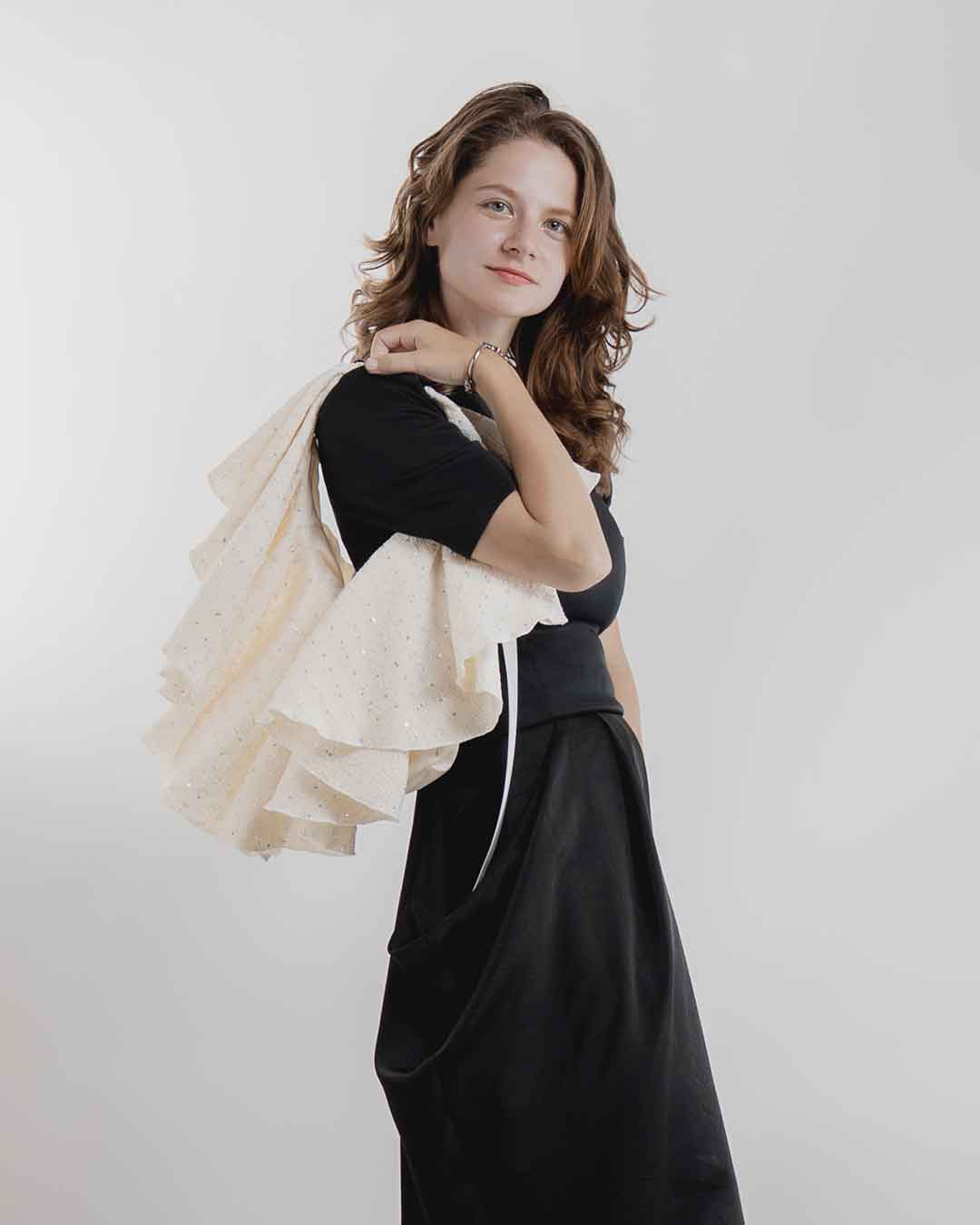 Drape Dress Tote Tweed White