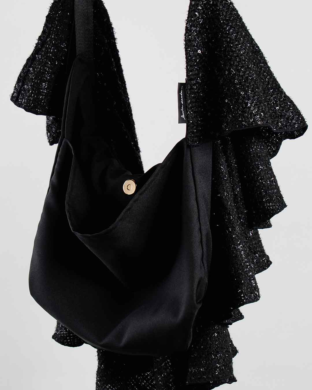 Drape Dress Tote Tweed Black R