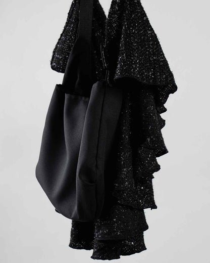 Drape Dress Tote Tweed Black R