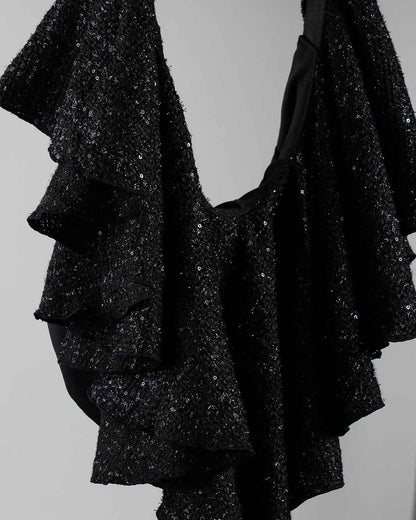 Drape Dress Tote Tweed Black R