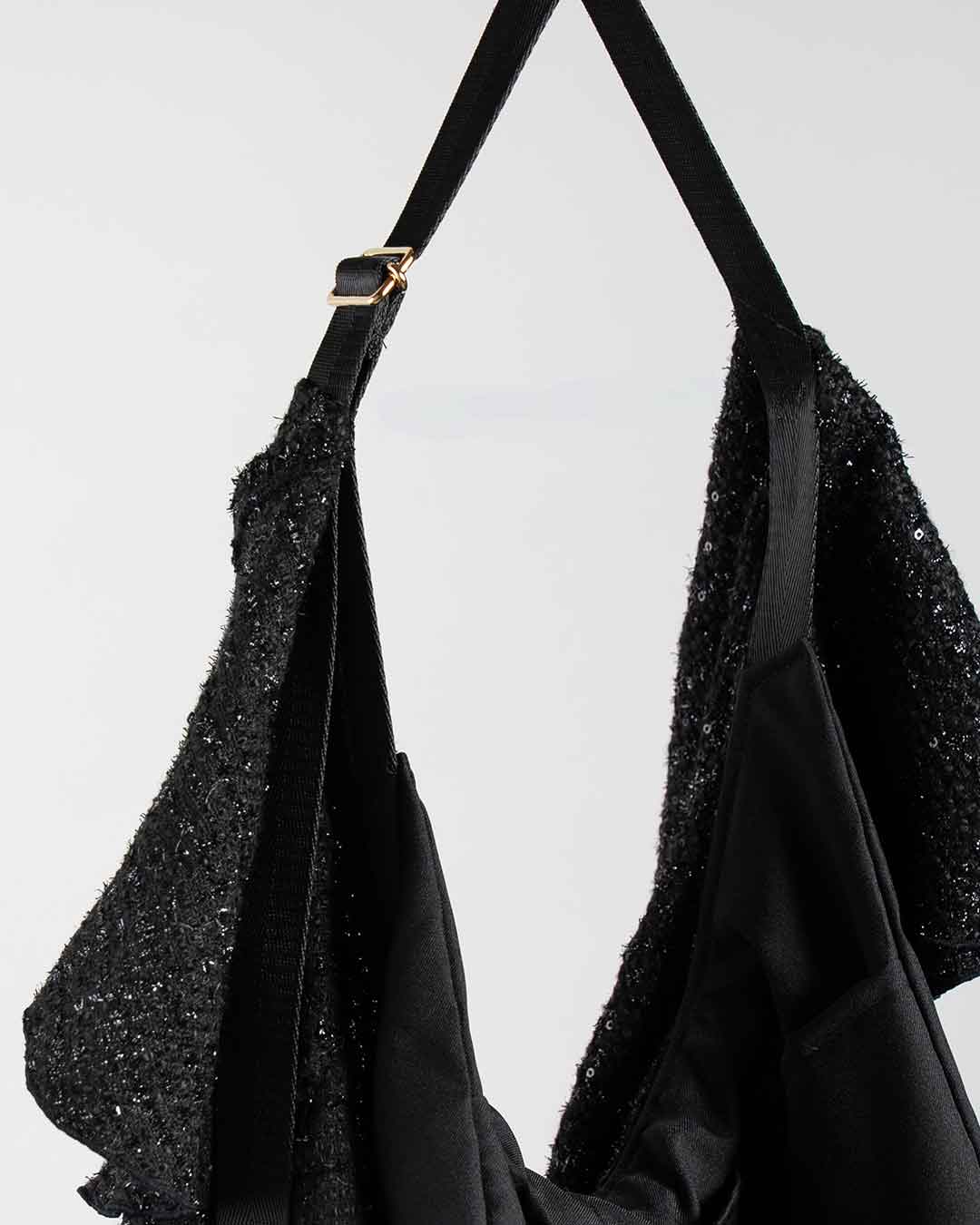 Drape Dress Tote Tweed Black R