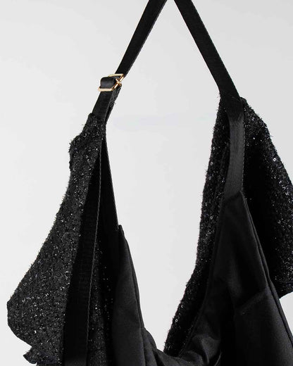 Drape Dress Tote Tweed Black R