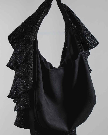 Drape Dress Tote Tweed Black R