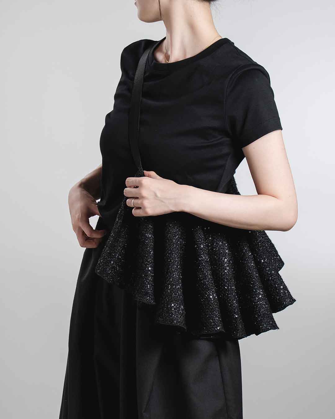 Drape Dress Tote Tweed Black R