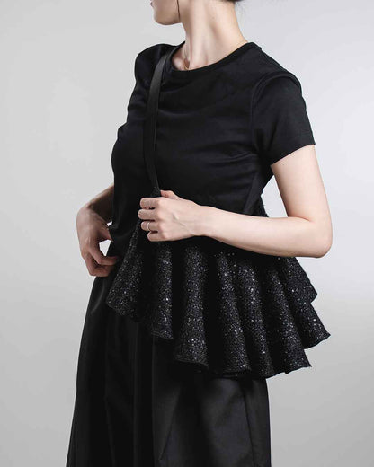Drape Dress Tote Tweed Black R