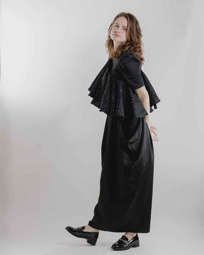Drape Dress Tote Tweed Black R