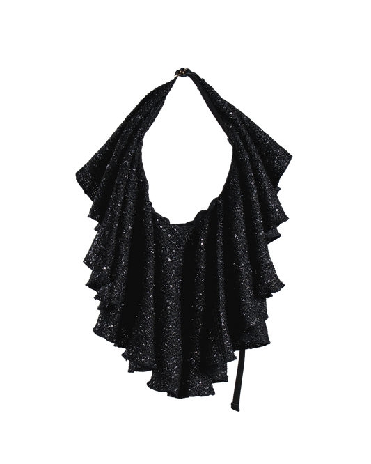 Drape Dress Tote Tweed Black R