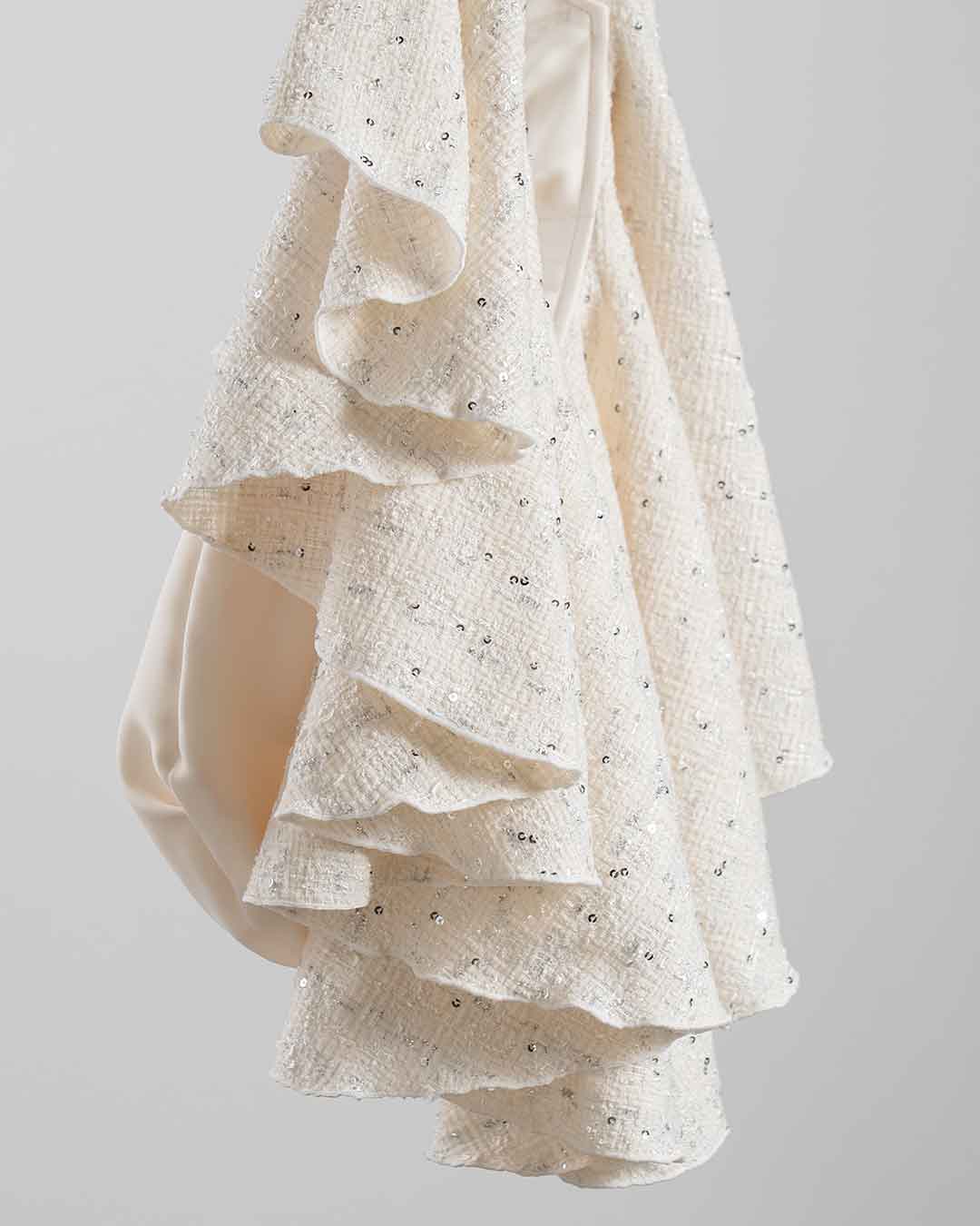 Drape Dress Tote Tweed White
