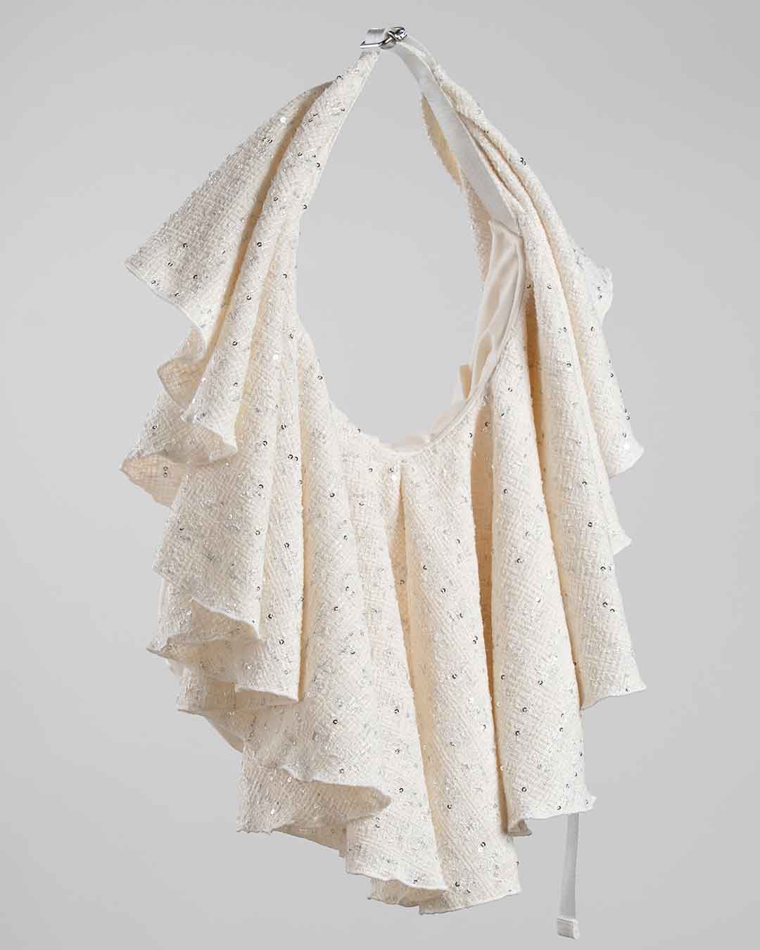 Drape Dress Tote Tweed White