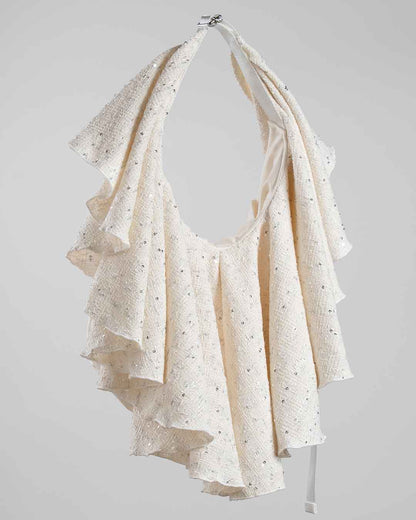 Drape Dress Tote Tweed White