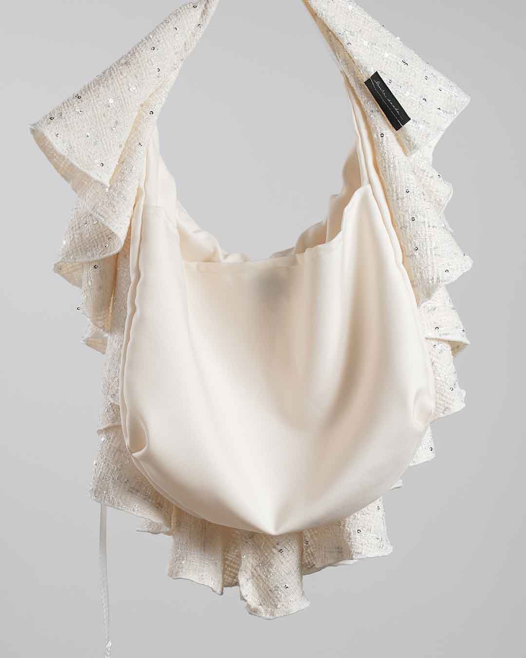 Drape Dress Tote Tweed White
