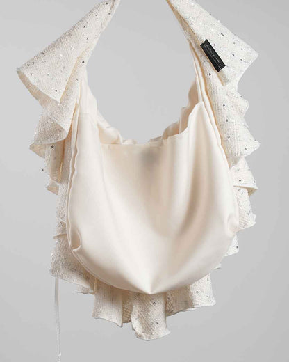 Drape Dress Tote Tweed White