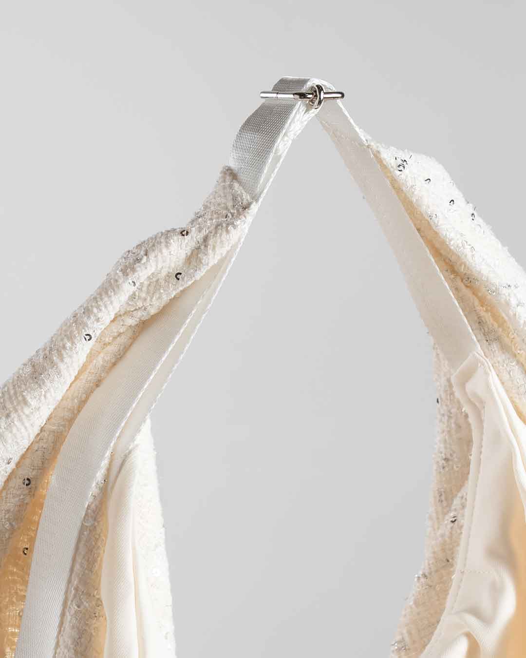 Drape Dress Tote Tweed White