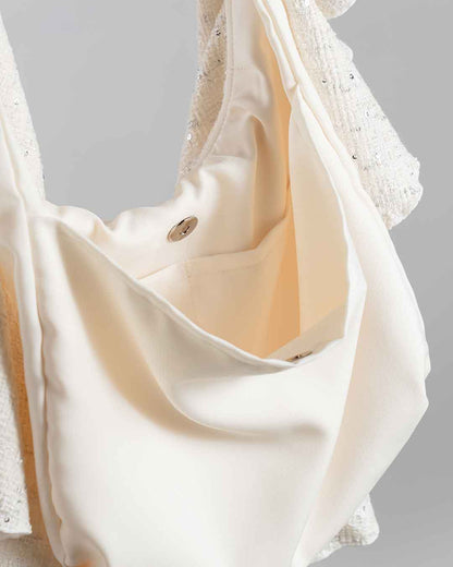 Drape Dress Tote Tweed White