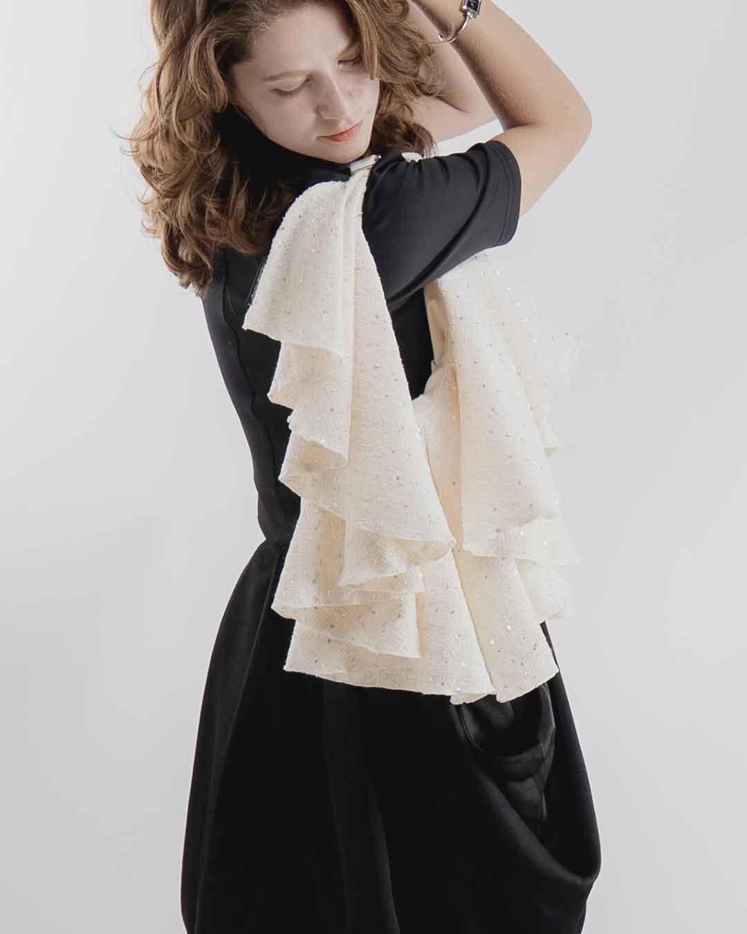 Drape Dress Tote Tweed White