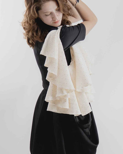 Drape Dress Tote Tweed White